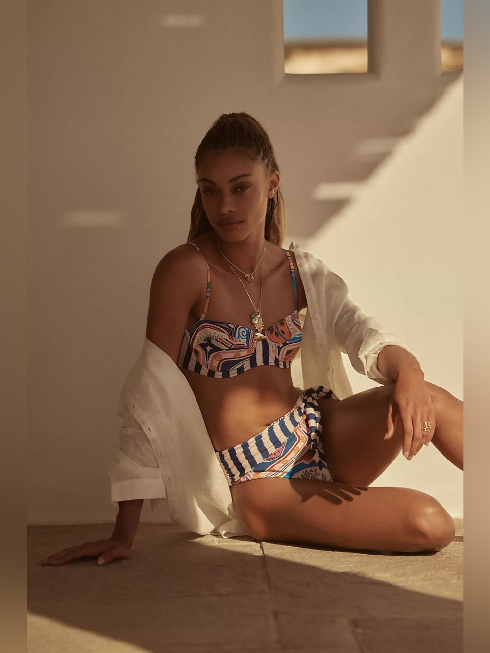 2 pc set Farm Rio x Anthropologie Side-Tie Bikini Bottoms and Underwire Top